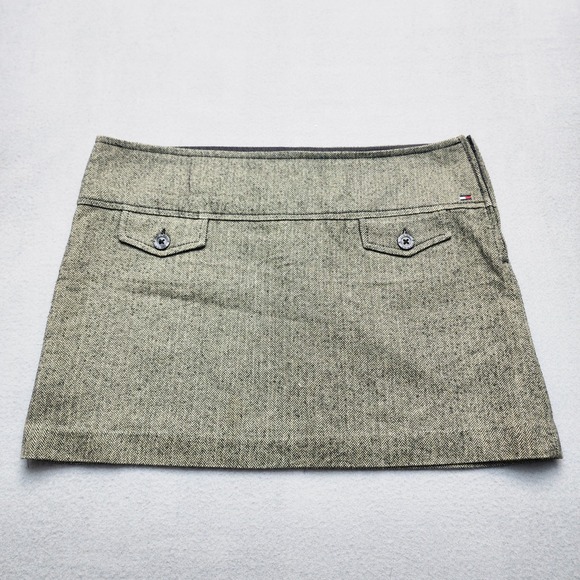 Tommy Hilfiger Dresses & Skirts - Vintage Tommy Jeans Herringbone Mini Skirt‎ Gray Wool Blend Y2K Size 13